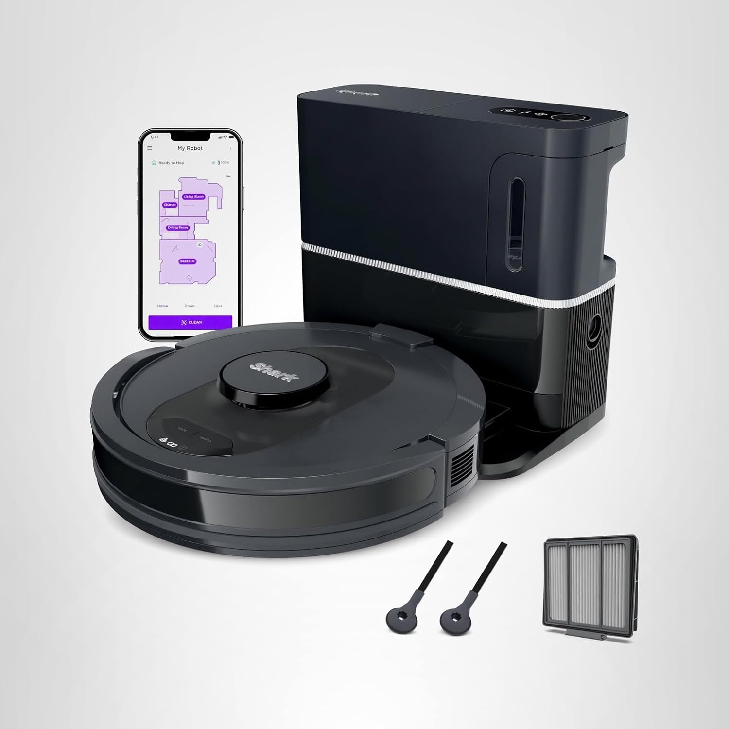 Shark AV2501S AI Ultra Robot Vacuum, w/ Matrix Clean, Home Mapping, 30-Day Capacity HEPA…