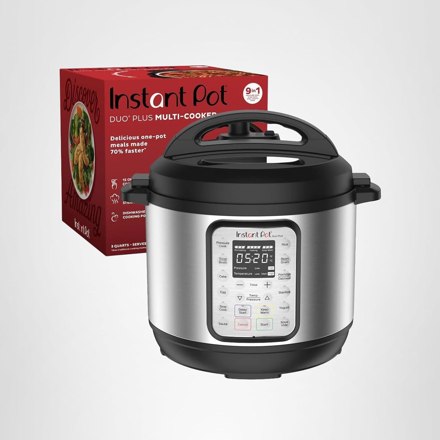Instant Pot Duo Plus 9-in-1 Multicooker, Pressure Cooker, Slow Cook, Rice Maker,…