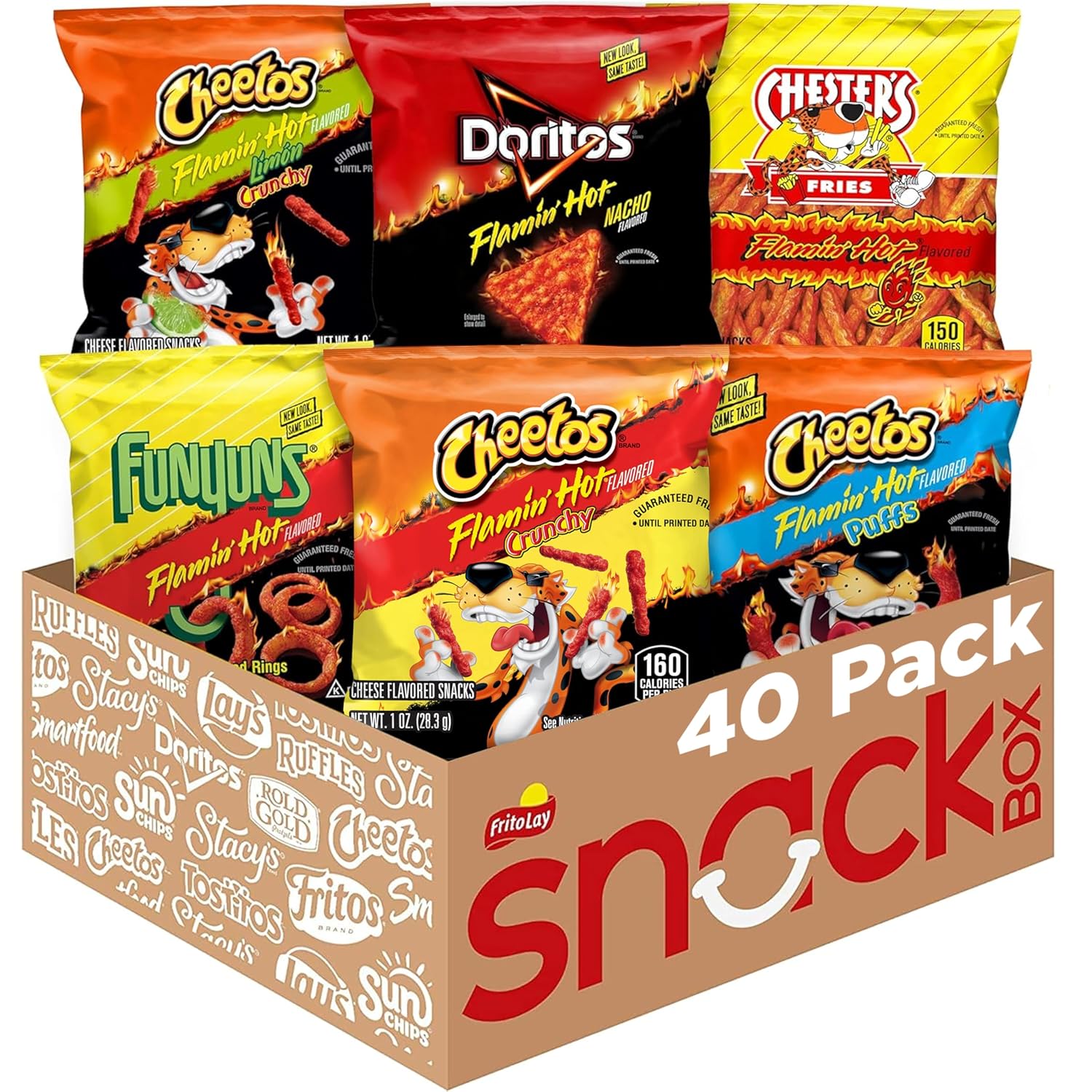 Frito Lay Flamin' Hot Mix, 6 Flavor Single Serve Cheetos, Doritos, Chester's & Funyuns…