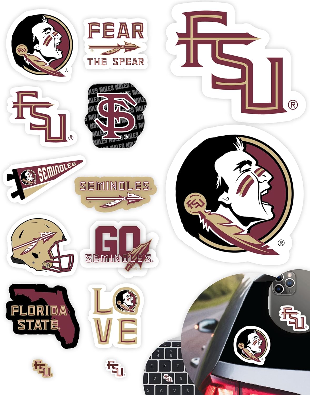 FSU Stickers for Gift, Car, Water Bottle, Laptop, and Phone for Seminole Football Fans…
